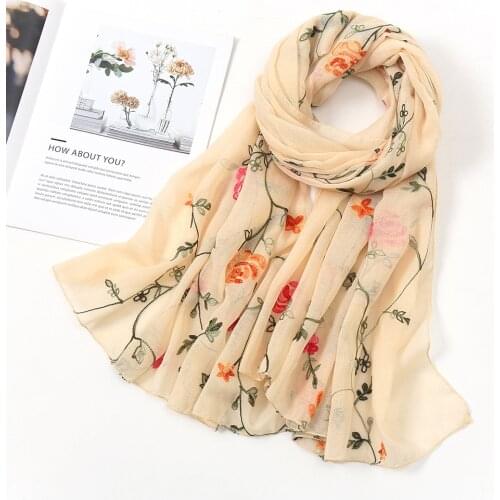 2021 Spain Luxury Fashion Stitch Floral Viscose Shawl Scarf High Quality Print Wrap Pashmina Snood Bufandas Muslim Hijab Sjaal