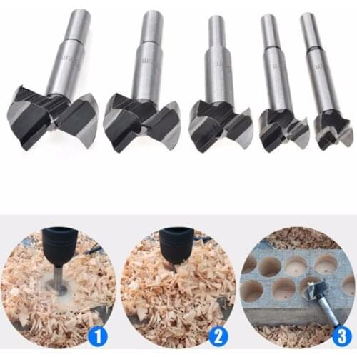 5pcs 13mm-35mm Forstner tips Woodworking tools Hole Saw Cutter Hinge Boring drill bits Round Shank Tungsten Carbide Cutter