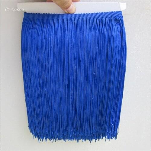 5Yards 25cm Lace Fringe Trim Tassel sapphire Fringe Trimming For DIY Latin Dress Stage Clothes Accessories Lace Ribbon