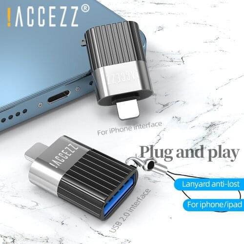 !ACCEZZ OTG Adapter For iPhone 12 11 Pro Max XR X 8 Lighting to USB Adapter For iPad iOS 13 14 Support U Disk Keyboard Connector
