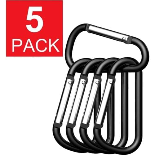 5pcs Aluminum Carabiner Chain Clip Rotary Lock D Ring Buckle key Ring Camping Mountain Snap Hook Outdoor Travel Kit