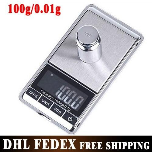Free DHL FEDEX 20pcs/lot 100g x 0.01g Mini LCD Jewelry Pocket Electronic Digital Scale