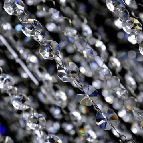 100cm Glass Crystal Prisms 14mm Octagon Beads Chain Chandelier Parts Lighting Accessories Garland Strand Curtain Chain Wedding