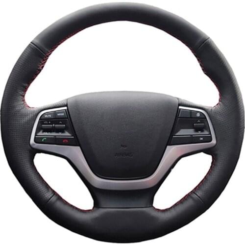 Car Steering Wheel Cover ForHyundai Elantra 4 2016 2017 Solaris 2017 Accen Customize DIY Steering Wrap Microfiber Leather