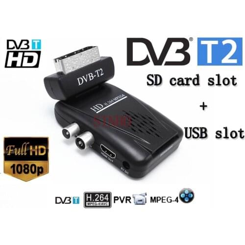 HD Scart Dvb T2 Digital Tv Tuner Tv Decoder Supports HDMI/Scart Output 1080P Usb Port t2 tuner