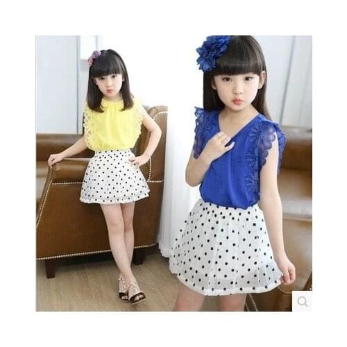 Kids Girls summer clothes 2020 new childrens little girl baby t - shirt + short skirt summer Two pieces of suit 2-12yrs clothes