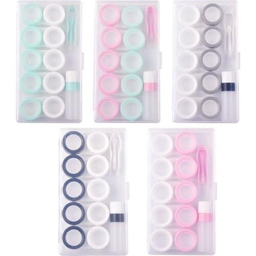 5pairs Contact Lens Box Holder Travel Portable Small Lovely Clear Eyewear Bag Container Contact Lenses Soak Storage Case
