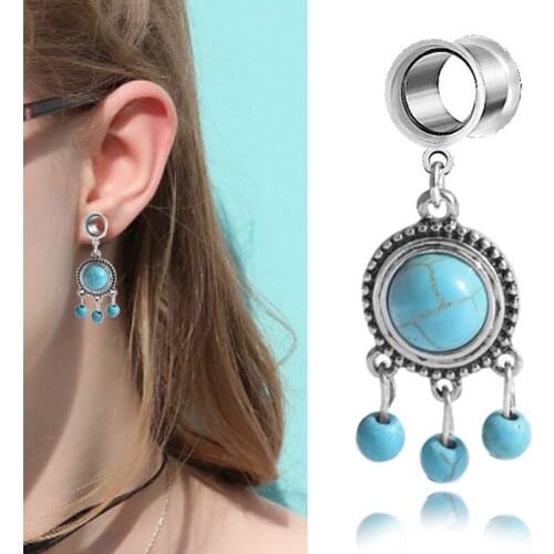 Personality Pendant Auricle Ear Plugs Flesh Tunnels Stainless Steel Pendant Ear Gauges Stretcher Body Jewelry Earring Expanders