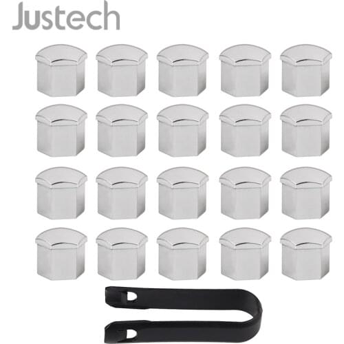 Justech 20pcs 19mm Alloy Wheel Nut Bolts Covers Caps Chrome Tire Wheel Screw Hub For Ford Cougar BMW Audi Bolt Head Cover Cap