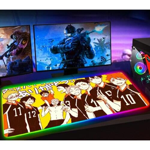 RGB Haikyuu Anime Shoyo Hinata Mouse Pad Mousepad Keyboard Pad Alfombrilla Raton Mause Pad No-slip with Backlit Tapis De Souris