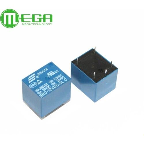 HOT !100pcs 12V DC SONGLE Power Relay SRD-12VDC-SL-C PCB Type