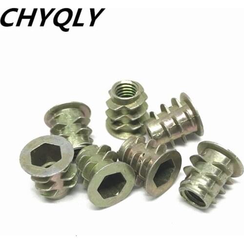 M4 M5 M6 M8 Zinc Alloy Thread For Wood Insert Nut Flanged Hex Drive Head Furniture Nuts