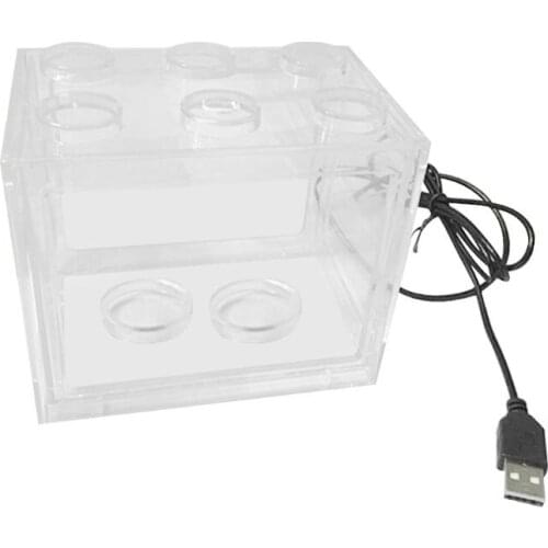 USB Mini Aquarium Fish Tank with LED Lamp Light Home Office Desktop Tea Table Decoration Accessories