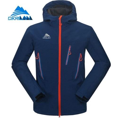 Mens Winter Fleece Softshell Jacket Outdoor Sports Wear Resistant Hooded Coats Hiking Camping Skiing Trekking Fishing Jackets