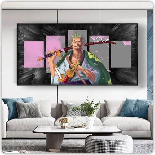 Wall Art Prints One Oiece Poster Canvas Painting Anime Zoro Wall Picture Home Decor