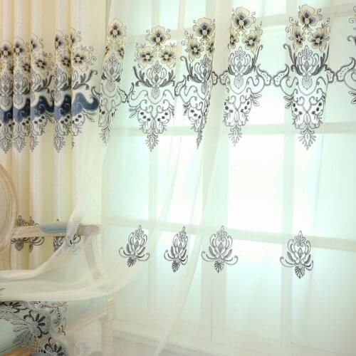 New Style European Style Embroidered Window Screen Embroidery Curtain Screen Material, Living Room Study Window Screen Custom