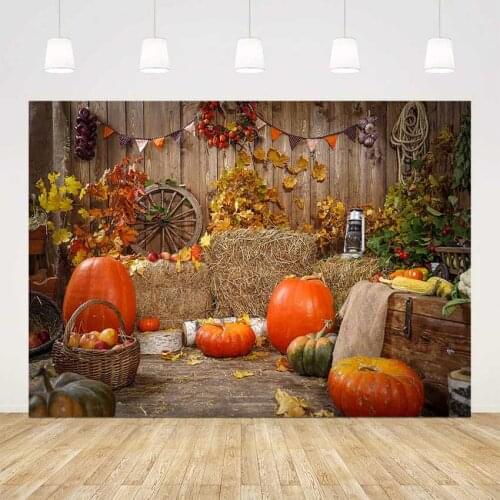 Autumn barn backdrop for photography warehouse pumpkin background for photo studio happy halloween decoration photo booth prop