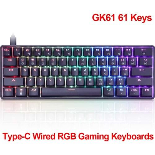 GK61 61 Keys Type-C Wired RGB Keyboards ABS Bottom Case Gateron Optical Switch Gaming Mechanical keyboards For Electronic Games