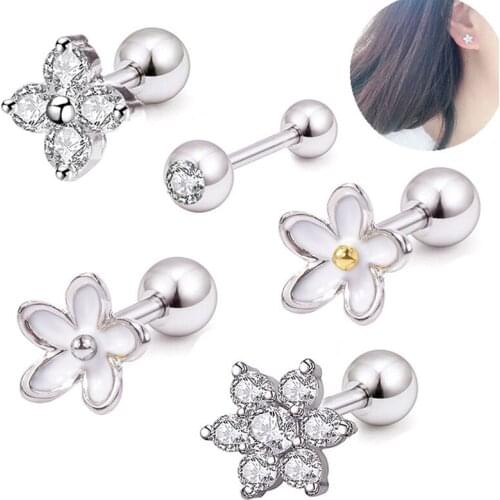 New Colorful Lip Stud Ring Steel Ear Tragus Cartilage Piercing Oreja Earring Ear Stud Flower Helix Sexy Body Piercing Jewelry