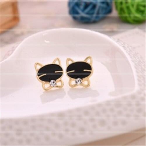 Hot Earings Fashion Jewelry 1Pair Black Smile Cat High-Grade Female Earrings Trendy Style Unique Designed