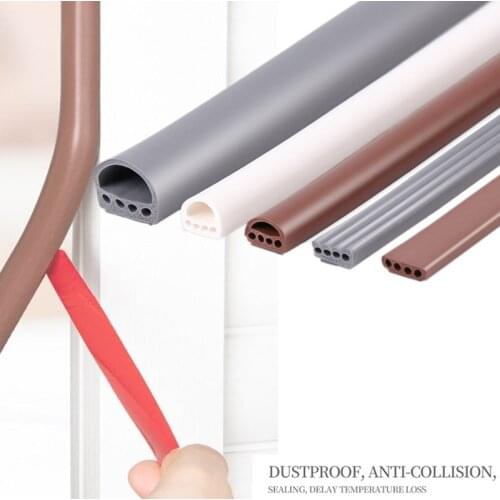 6M Multi-hole I/E/D type Silicone Rubber Weather Strip For Door Window Sound Reduction Seal Strips Self-adhesive Tape Insulation