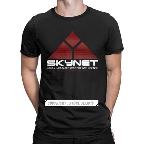 Skynet Logo The Terminator Tee Shirt Men Cotton Funny Tshirt Arnold Schwarzenegger Skynet Robot Tees