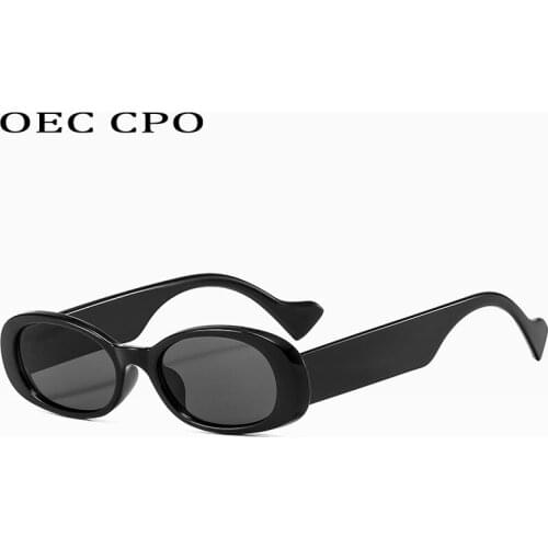 OEC CPO Fashion Oval Sunglasses Women Vintage Black Shades Rectangle Sun Glasses For Men Steam Punk Eyewear Ladies UV400 Gafas