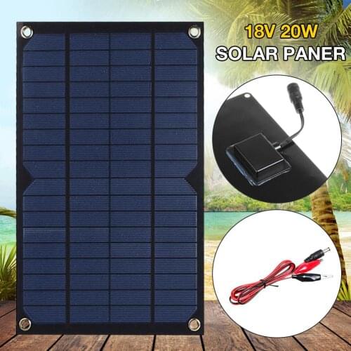 Solar Panel 20W 5V USB 2.0 Port Single Crystal Charging Car Flexible Energy Saving Mobile Phone Battery Charger For Camping