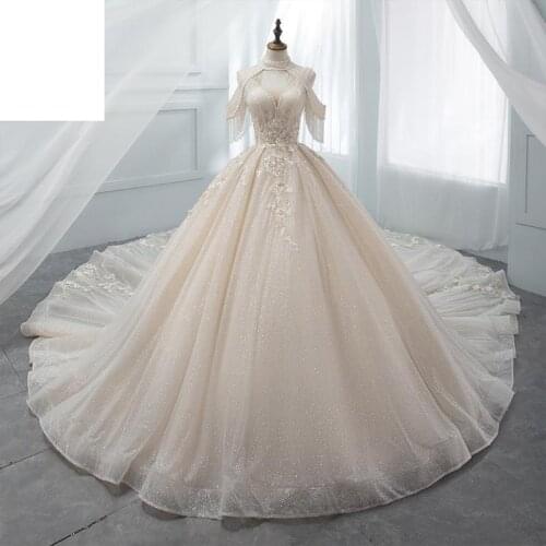 Wedding Dress 2020 New Gryffon Luxury Lace Wedding Gown Bling Bling Princess Robe De Mariee Vestido De Noiva Removable Top