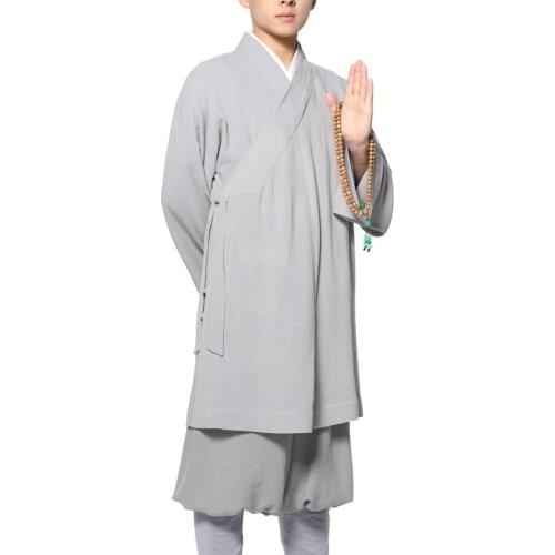 UNISEX Top quality linen&cotton Buddhist shaolin kung fu Monks suits Lay meditation uniforms Lohan arhat clothing gray/blue/red