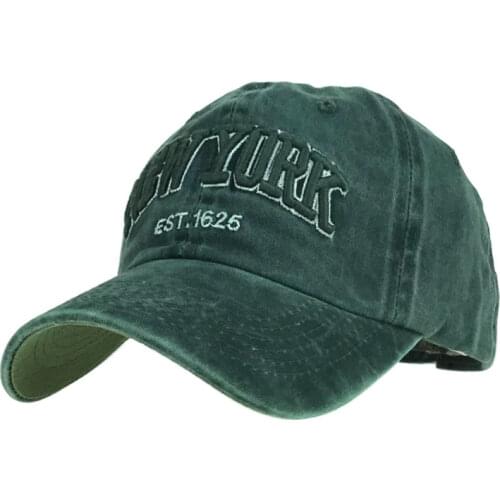 Vintage 2021 Adjustable New York Embroidered Cap Washed Cloth Hats Men Winter Baseball Caps outside Causal Streetwear Dropship