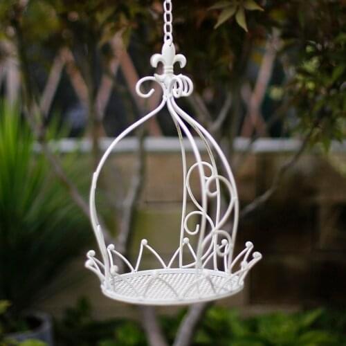 Crown design vintage metal ceiling hanging flower pot holder