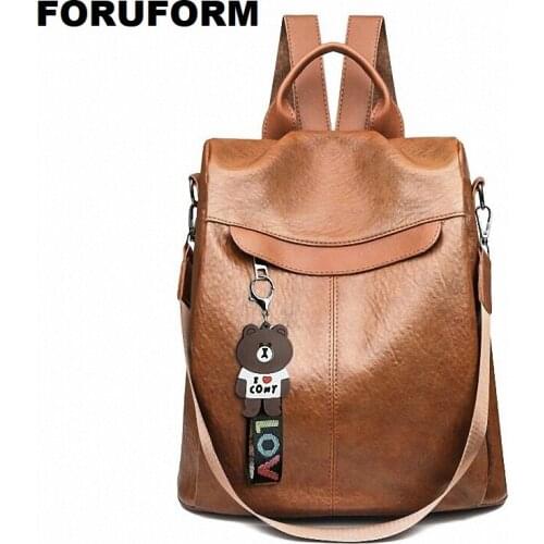 Girls Waterproof Solid Backpacks Female Zipper Women Fashion Excursion Travel Anti-theft Package PU Satchel School Bag ZH-320