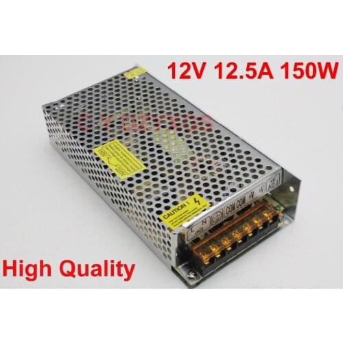 High Quality 50pcs 12V 12.5A DC 150W Universal Regulated Switching Power Supply 12V 150W LED Driver Fedex / DHL Free shipping