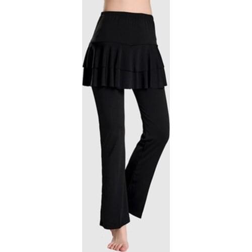 New Latin Dance Skirt Women Yoga Pants Latin Dance Divided Skirt Milk Silk Latin Fitness Square Dance Skirt Pants Dance Clothing