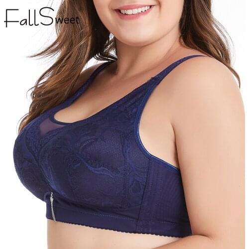 FallSweet Sexy Wireless Bra Plus Size Lace Lingerie Thin Cup Minimizer Brassiere 34-48 Sleep Underwear