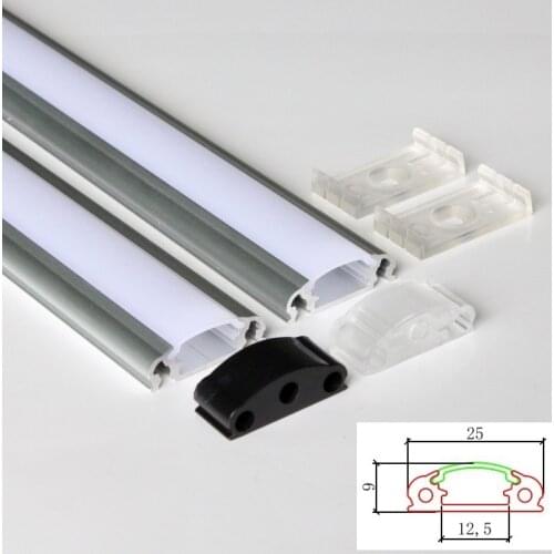 20m (20pcs) a lot, 1m per piece, led aluminum profile for led strips with milky diffuse cover or transparent cover