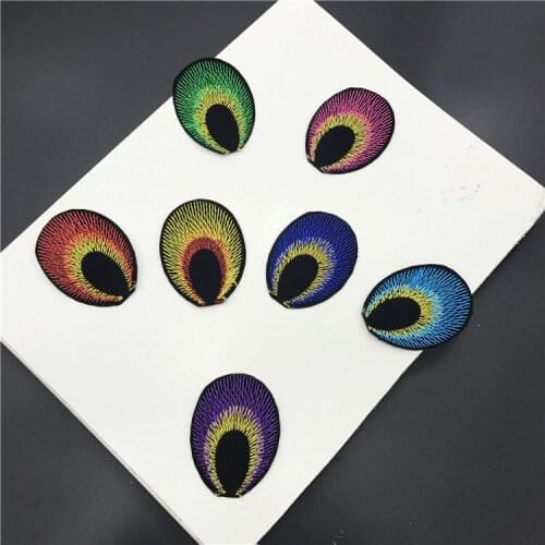 20pcs Peacock Feathers Eyes Applique Embroidered Iron On Patches For Dance Clothes Iron-on Coat Sweater Patches Accessories
