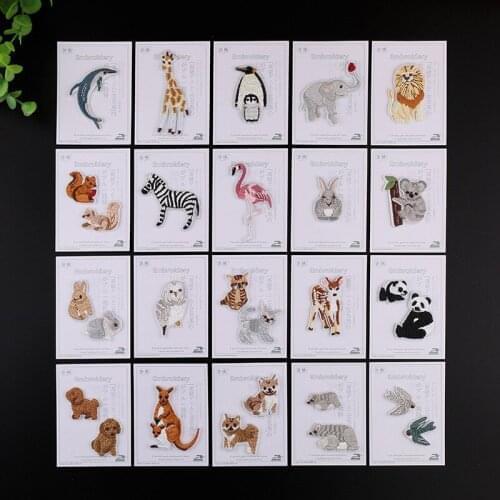 28 Kinds Of Animals Embroidery Patch Fabric Sticker For DIY T-Shirt Hat Clothing Bags Decoration Repairing Adhesive Label