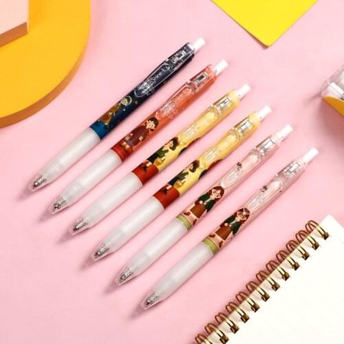 6pcs/set Romantic Season Series Gel Pen Set fashion Simple Style Girl cute Black Ink Press Writing Pens School stationery kawaii