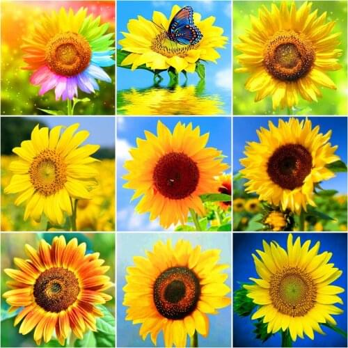 AZQSD Diamond Painting Sunflower Butterfly Cross Stitch Diamond Embroidery Flower Mosaic Rhinestones Handmade Home Decor