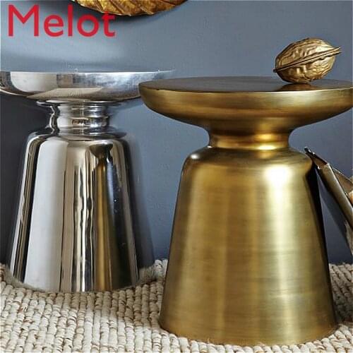 Sofa Bed Bedroom Bedside Table Small Table Side Table Light Luxury Metal Round Table Creative Removable Small Coffee Table Corne