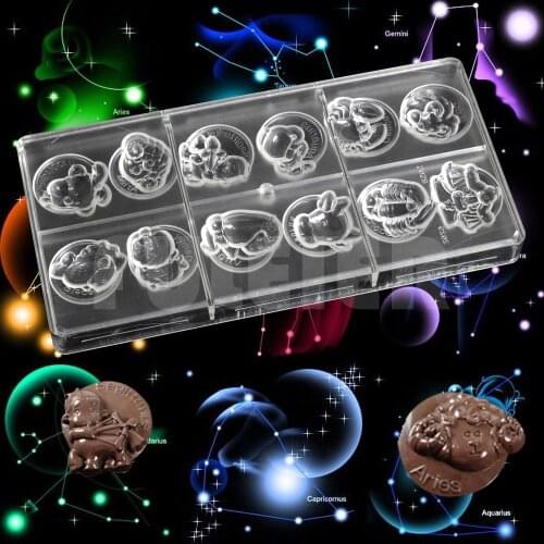 Twelve constellations shape baking chocolate mold , kitchen polycarbonate chocolate moulds DIY chocolate form maker Pastry Tools
