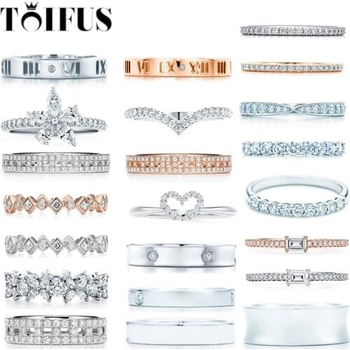 Tif 925 Sterling Silver Classic Style Ladies High-End Engagement Diamond Ring With Original Logo China Factory