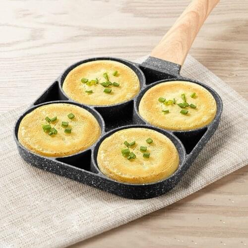 Maifan Stone 4/2 Hole Frying Pot Thickened Non-Stick Omelet Pan Pancake Steak Cooking Ham Pans Breakfast Maker Kitchen Cookware