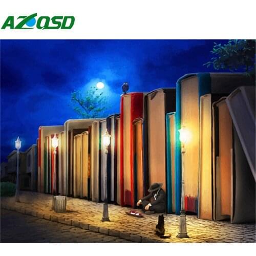 AZQSD Painting By Numbers Book Street On Canvas Set Unique Gift DIY Coloring By Numbers City Night Landscape Home Decor