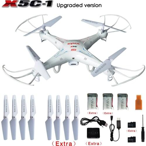 Original SYMA X5C/ X5C-1 Explorers 2.4G 4CH 6-Axis Gyro RC Quadcopter with HD Camera+ Extra 2pcs Batteries+Propeller Blades+4GB