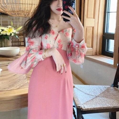 Summer Patchwork Floral Dress Women Elegant Slim Fit Chic Print Sweet Dress Female High Street Casual Pretty Party Dress 2021