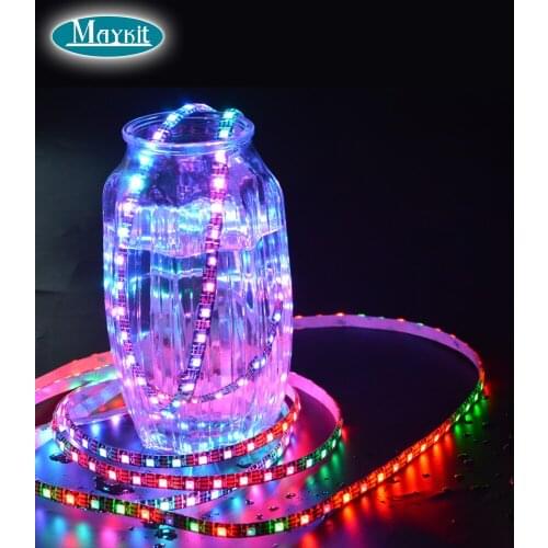 Maykit WS2812B LED Strip Addressable RGB Smart Pixel Strip 1m/5m Black/White PCB WS2812 IC Waterproof 5V 30/60/144 LEDs/m