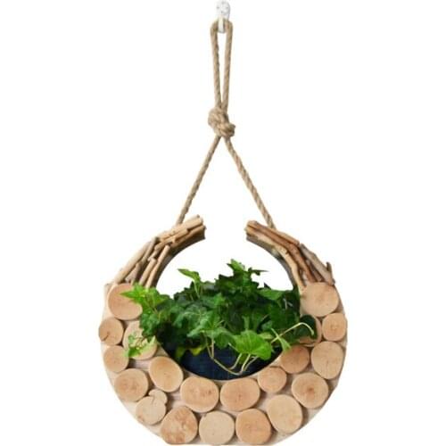 Handmade Solid Wood Wall-mounted Vase Restaurant Decorative on The Wall Background Living Room Decorative Crafts Hydroponic Vase